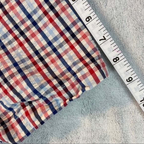 Tommy Hilfiger Shirt Mens Large Short Sleeve Button Down Seersucker Custom Fit - Picture 10 of 11
